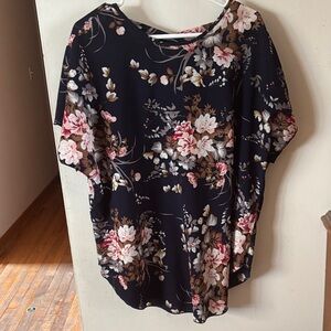 Floral Elegance Cross Back Women's Blouse
